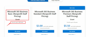 Price for Microsoft 365 Business Basic.